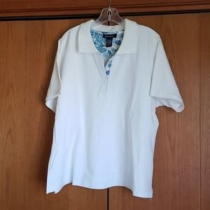 Denim & Co 2x white polo top